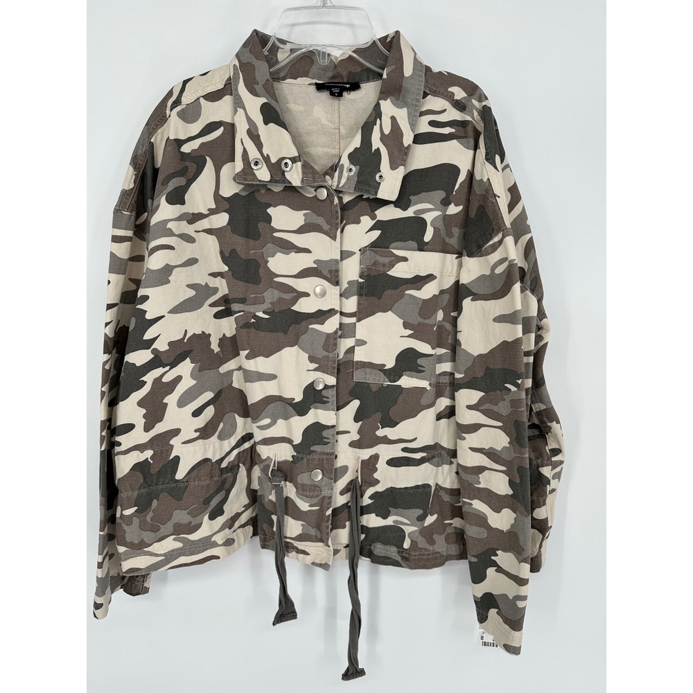 Mittoshop Camo Print Utility Jacket Womens Small‎  Snap Front Drawstring